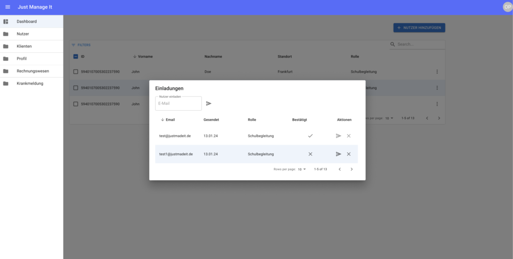 Schnelle Einladungen per E-Mail.